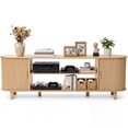 thumbnail image 6 of Dextrus 70 Inch Mid Century Modern TV Stand with Fluted Rolling Doors and Adjustable Shelves, Fits Up to 75 Inch TV for Living Room, Beige, 6 of 10