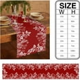 thumbnail image 7 of Red Christmas Table Runner, Floral Pine Leaf Xmas Balls Cotton Linen Tablecloth Holiday Farmhouse Table Decor for Home,Kitchen,Dining Room,Indoor,Outdoor,Small 13X36 Inches White Winter Holidays, 7 of 7