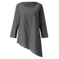 thumbnail image 5 of WTXUE T-Shirts Long Sleeve, Wide Neck Shirts for Women Plus Size Linen Baggy Blouse Shirt Ladies Summer Tunic Tops Cotton Solid, Linen Shirts Casual Tops for Women Gray 5XL, 5 of 9