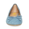 thumbnail image 4 of FSJ Women Round Toe Bowknot Strap Pumps Slip on Block Low Heels Comfortable Shopping Dress Shoes Size 6 Blue Denim, 4 of 5