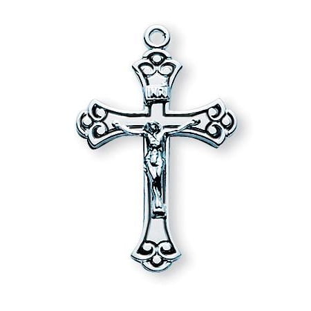 Sterling Silver Swirled Black Enameled Crucifix