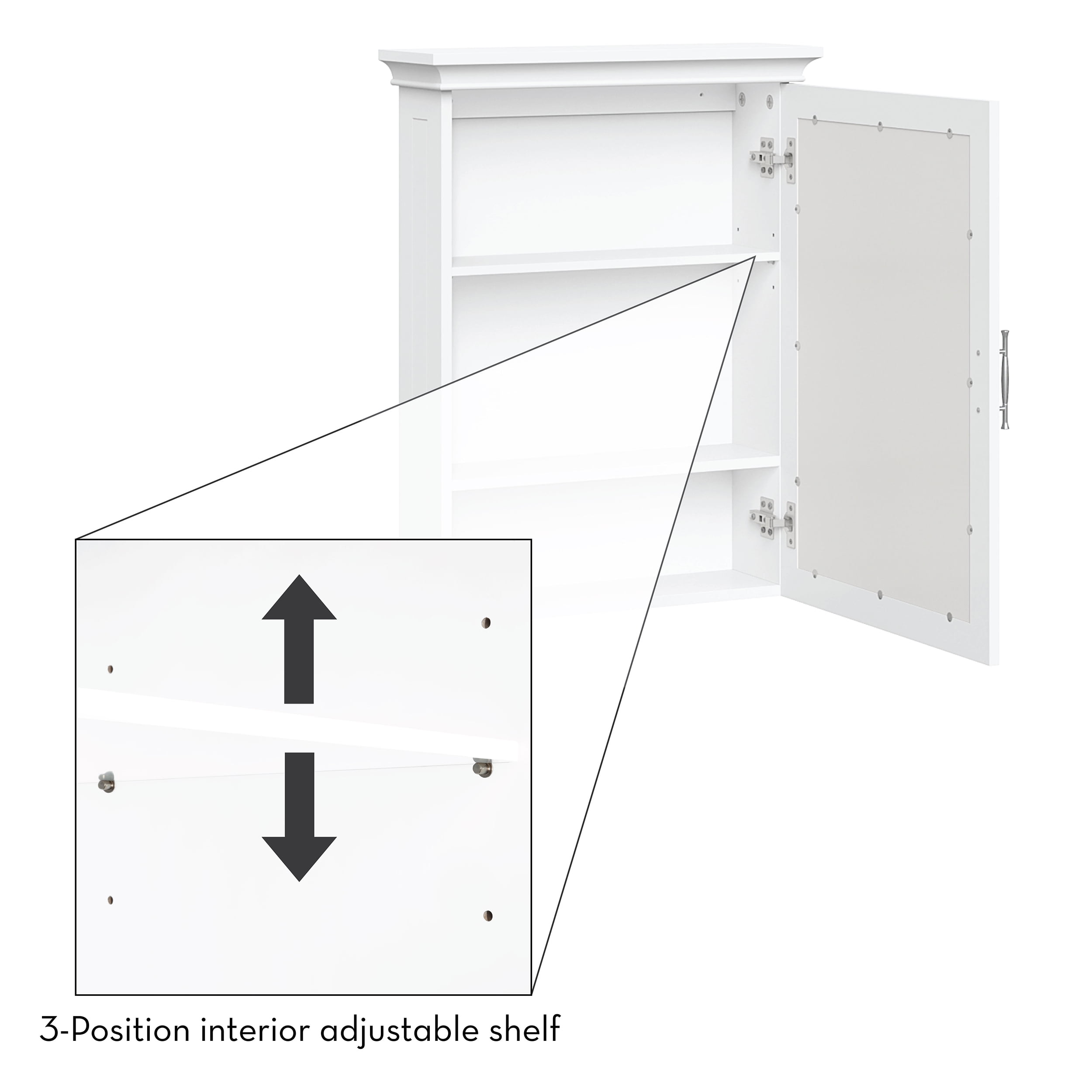 RiverRidge Somerset 1-Door Bathroom Mirror Wall Mount Storage Medicine Cabinet - White