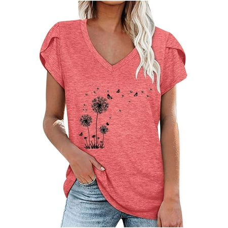 

Bospose Short Sleeve Crop Top Women V-Neck Shirt Corset Top Pink Top Fashion Women S Summer Print Casual T-Shirt Blouse Lady T-Shirt Top M