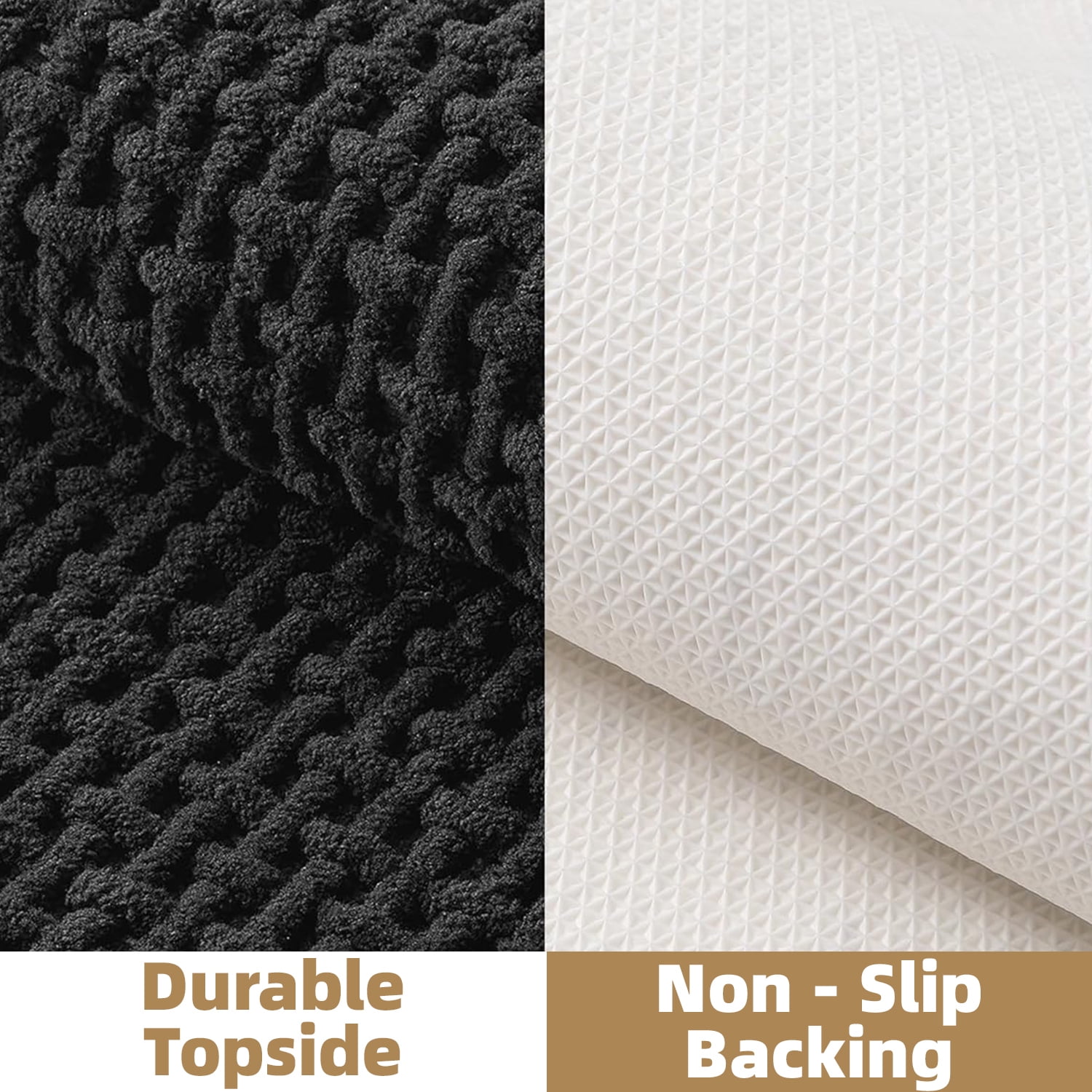 PABUBE Bathroom Rug,Small Non Slips Bath Mat, Machine Washable Bathroom Mat, Soft Absorbent Bathmat Bath Rug, Bathroom Rug and Mat for Bathroom Floor (16"x24",Black)