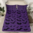 thumbnail image 2 of Manfei Halloween Bat Full Size Sheets,Trick Or Treat Bed Sheets,Black Purple Sheet Sets For Children,Microfiber Bedroom Decor,4 Pieces, 2 of 7