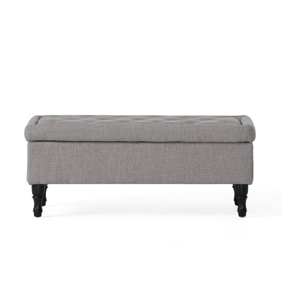 GDF Studio Dean Fabric Storage Ottoman, Mixed Grey