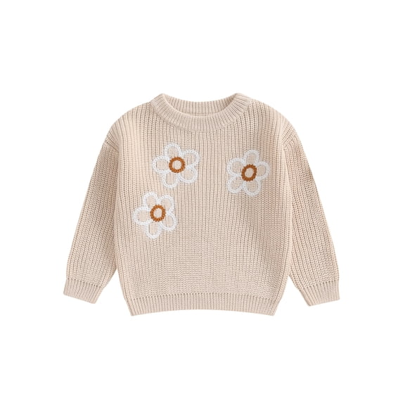 Bagilaanoe Toddler Baby Girl Knitted Sweater Long Sleeve Floral Pattern Pullover 3M 6M 9M 12M 18M 24M 3T Kids Warm Jumpers Tops Fall Loose Knitwear