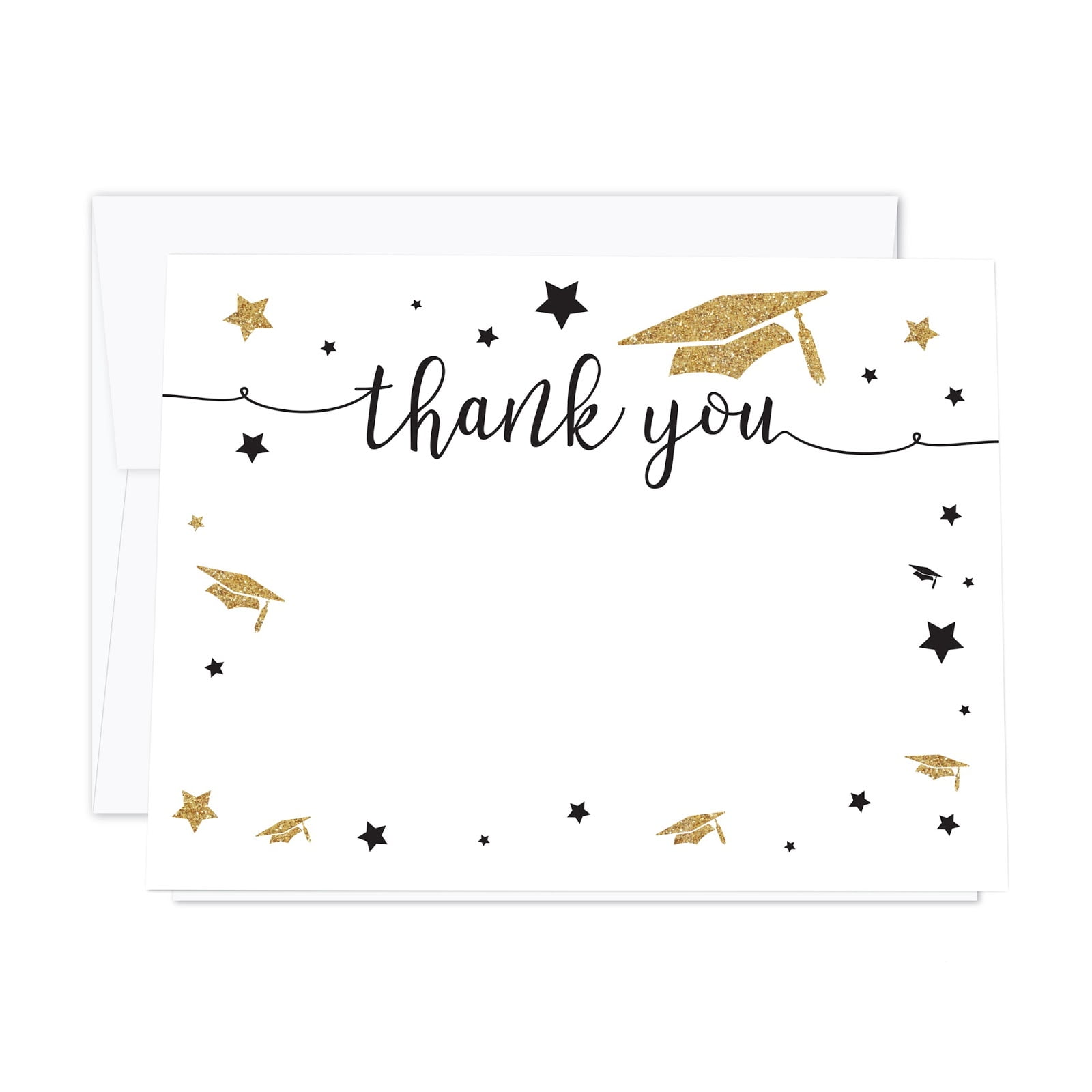 white and gold glittering graduation blank thank you notes with envelopes 20 pack thank you note for graduation