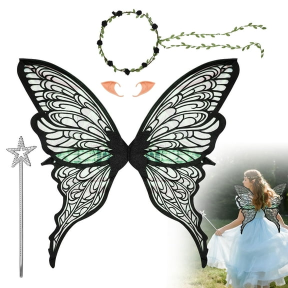 TSV 31.5x30" Oversized Costume Fairy Wings, Magical Dress-Up Cosplay Set for Parties, Festivals