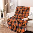 thumbnail image 2 of Checkered Pumpkin Halloween Pattern Round Blanket,Comfortable Soft Flannel Throw Blanket,All Season,Warm Lightweight Blankets for Sofa Bed Couch Living Room Chair 60"x60", 2 of 5