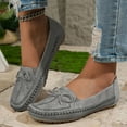 thumbnail image 2 of Bowknot Suede Loafers for Women Slip On Flats Comfortable Business Dressy Casual Non Slip Work Walking Shoes Gray Size 8, 2 of 7