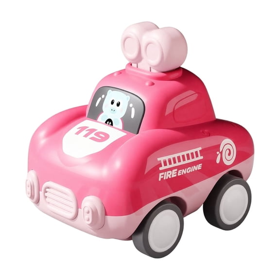 Toy Car for Toddlers, Cute Pink Fire Engine Push‑Powered Vehicle, Friction Powered Mini Car Toy, Educational Play Car Gift for Boys Girls
