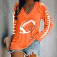 thumbnail image 2 of Pxiakgy Football Shirts for Women 2025 Cute Graphic Print Fall Sweatshirts V Neck Long Sleeve Football Sweatshirts Game Day Heart Football Pullover Tops Mom Shirts Rugby Heart Print T Shirt Orange L, 2 of 6