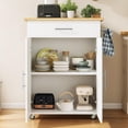 thumbnail image 7 of Kitchen Island Cart with Storage, Small Kitchen Island on Wheels with Large Drawer, Adjustable Shelf & Towel Rack, Rolling Island Table for Kitchen & Dining Room, White, 7 of 7