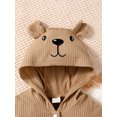 thumbnail image 5 of Mikrdoo Newborn Boys Romper Cute Bear Print Playsuits Single Breasted Design Hoodies One Piece Summer Bodysuits 6-9 Months Khaki, 5 of 9