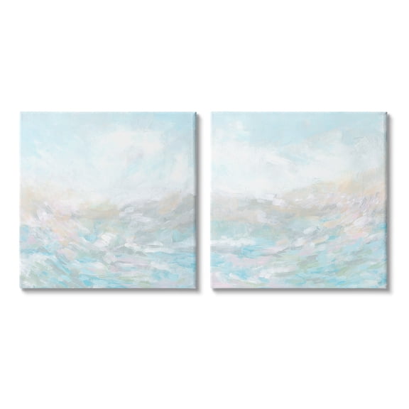 Stupell Industries Abstract Fog Landscape Landscape Painting Gallery Wrapped Canvas Art Print Wall Art, 17 x 17, Set of 2
