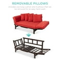 thumbnail image 5 of Best Choice Products Outdoor Convertible Acacia Wood Futon Sofa w/ Pullout Tray, 4 Pillows, All-Weather Cushion - Red, 5 of 7