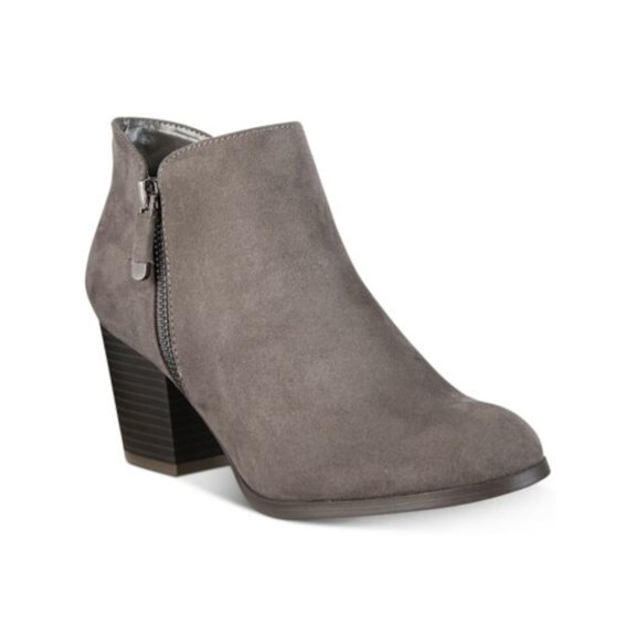 STYLE & COMPANY Womens Gray Notched At Sides Cushioned Zipper Accent Masrinaa Round Toe Block Heel Zip-Up Booties 8 M