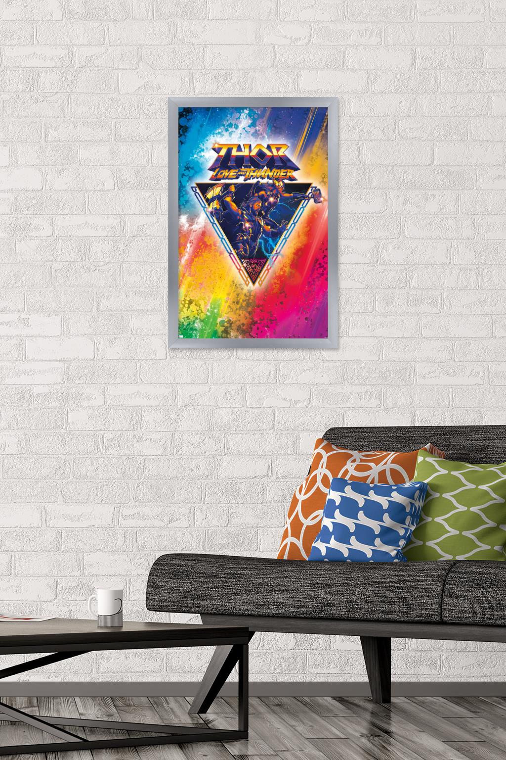 Marvel Thor: Love and Thunder - Rainbow Splatter Wall Poster, 14.725" x 22.375" Framed