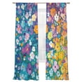 thumbnail image 2 of Colorful Spring Floral Semi Sheer Curtains 96 Inch Length 2 Panels Set, Modern Oil Painting Abstract Art Sheer Kitchen Curtain Privacy Voile Window Curtain for Living Room Bedroom Rod Pocket Drapes, 2 of 7