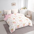 thumbnail image 3 of Homewish Cartoon Strawberry Teen Bedding Comforter Set 7pcs, Rustic Floral Flower King Bedding Sets, Kawaii Princess Ttyle Reversible Bed Sheets, Microfiber Bedroom Decor, 3 of 7