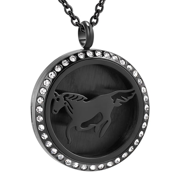 Stainless steel Round Openwork Horse Perfume Essential Oil Diffuser Necklace Locket Aromatherapy