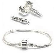 Buckets of Beads Silver 9 Inch European Barrel Clasp Charm Bracelet. Fits Most Major Charm Beads