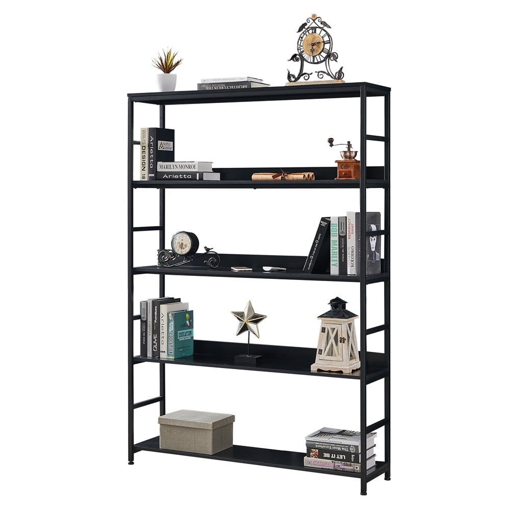 Home Office 5Tier Bookshelf with Metal Frame, Open Bookcase Storage