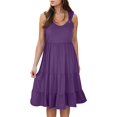 thumbnail image 2 of Xunlbb Summer Savings Sundress Women's Fashion Holiday Summer Solid Color Sleeveless Party Beach Dress Beach Vacation Clothes for Women Size S-2XL, 2 of 8
