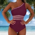 thumbnail image 6 of Xdegoge Swimsuits for Women One Shoulder Asymmetrical Neck One Piece Bathing Suits Smooth Mesh Panel Ruched Flattering Slimming Tummy Control Pool Party, 6 of 9