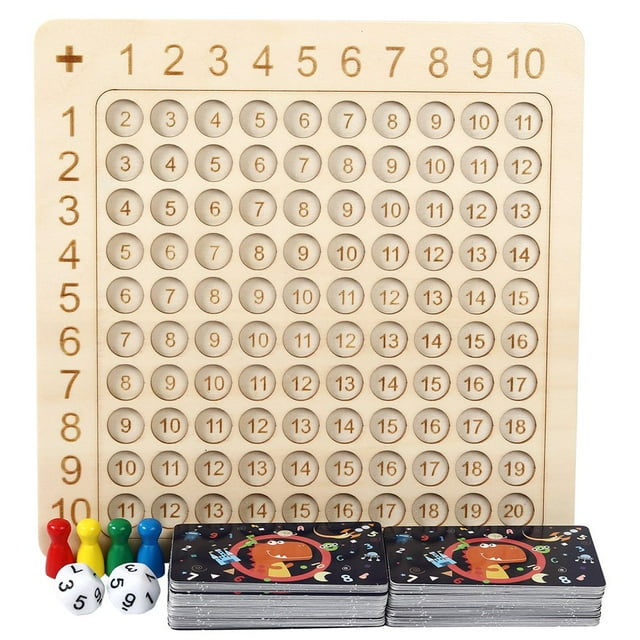 Wooden Math Multiplication Board Toy Montessori Math Learning Table Educational Toys