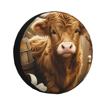 Gaeub Adorable Calf Butterflies Champagne 14-17in Tire Cover Spare Tire Cover for Camper Caravan Trailer Car Truck SUV Jeep-14 inch