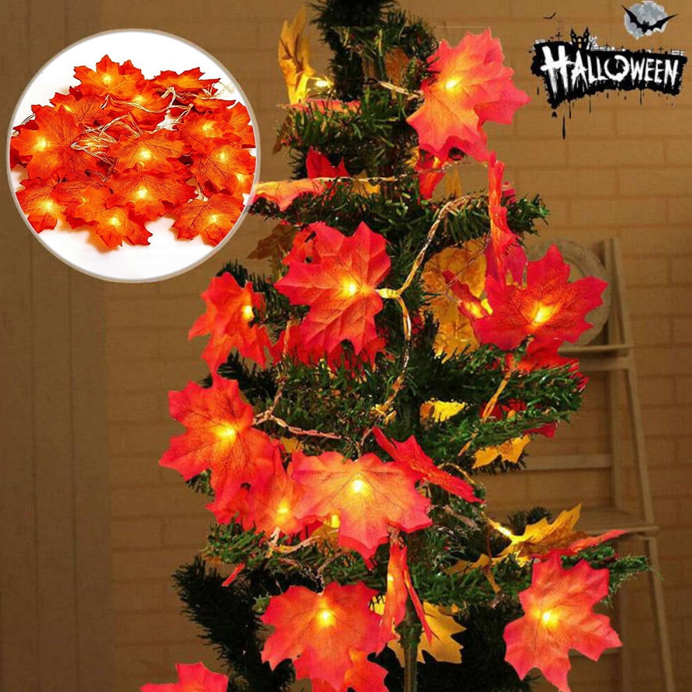 Thanksgiving Decoration Lighted Fall Garland Maple Leaves String Lights 20/40LED