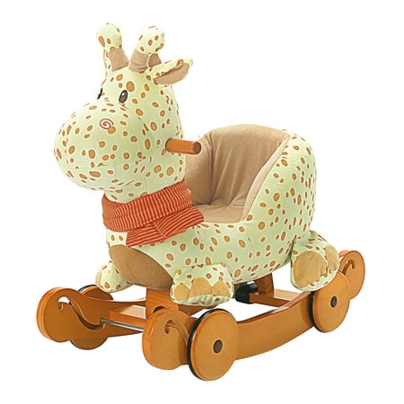 Labebe Child Rocking Horse Plush, Stuffed Animal Rocker Toy, 2 in 1 Yellow Giraffe Rocker with wheel for Kid 6-36 Months, Rocking Toy/Wooden Rocking Horse/Rocker/Animal Ride/Deer Rocker for