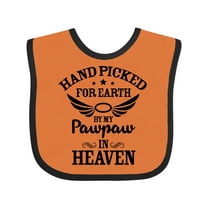 Inktastic Handpicked for Earth by My Pawpaw in Heaven with Angel Wings Boys or Girls Baby Bib