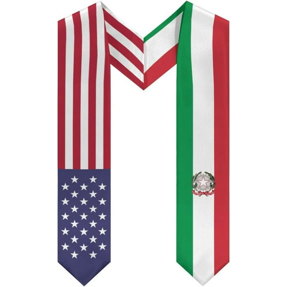 Italy Mix United States Flag Graduation Stole Sash For Study Aboard International Students