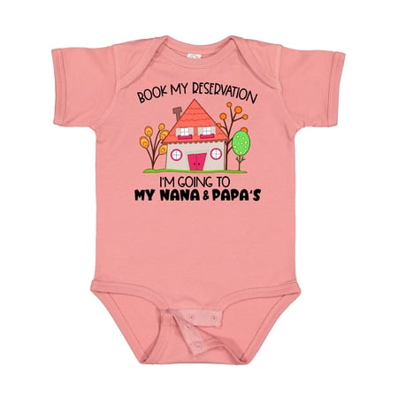 

Inktastic Book My Reservation! I m Going to My Nana and Papa s- House Gift Baby Boy or Baby Girl Bodysuit