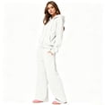 thumbnail image 7 of Szluipve Women Cropped Zip‑Up Hoodie 2 Piece Outfits Drawstring Long Sleeve Full Zip Short Hooded Jacket and Elastic Waist Wide Leg Pants Casual Tracksuit Loungewear Set White 3XL, 7 of 7