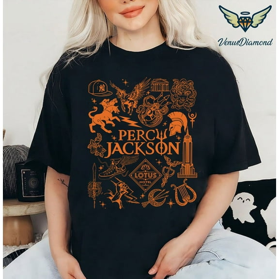 MilkCho Percy Jackson Doodle Art Shirt | Camp Halfblood Shirt | Percy Jackson and the Olympians Shirt | Lotus Hotel & Casino Shirt | Book Lover Gift