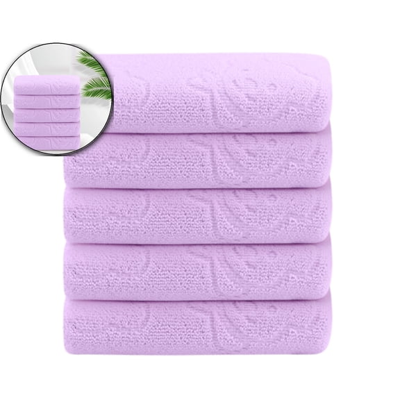 5-Pack Cute Embossed Face Towels – Soft & Super Absorbent Microfiber Bath Towels for Face, Makeup Removal & Daily Cleansing – 11.8"x23.6"