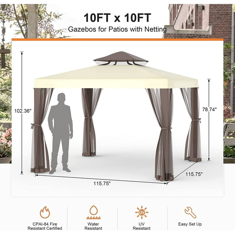 Phonjoroo Patio Gazebo Tent 115.75 x 115.75 in, Outdoor