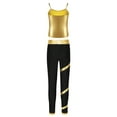 thumbnail image 2 of RUNQHUI Kids Girls Jazz Modern Dance Clothes Set Sleeveless Metallic Tank Top with Leggings 2 Piece Gold 12, 2 of 5