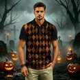 thumbnail image 6 of IAJDKMEK Halloween Men's Polo Short SleeveShirt - Soft Fabric Button-Down Shirt, Ideal Summer Shirt for Daily Casual, Holiday Wear, Golf Shirt & Costume,Black L, 6 of 7