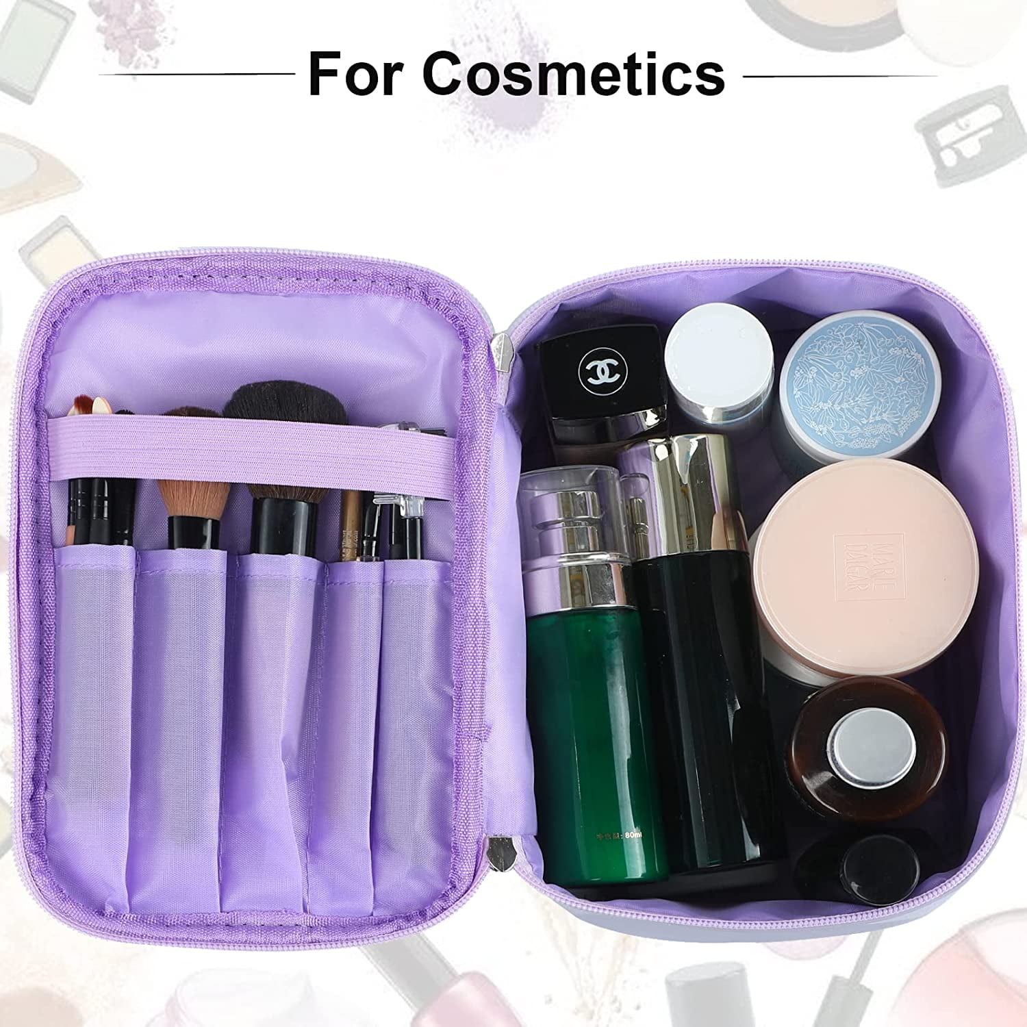 IMMEKEY Small Cosmetic Bag for Purse, Cute Velvet Checkered Makeup Bag,  Portable Travel Versatile Zipper Pouch For Women (Purple) 