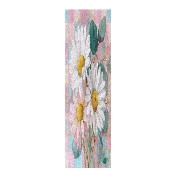 33"x9" Skateboard Grip Tape Protector Sheets Nonslip Protection Griptape Sheet for Outdoor Sports Three Large White Daisies