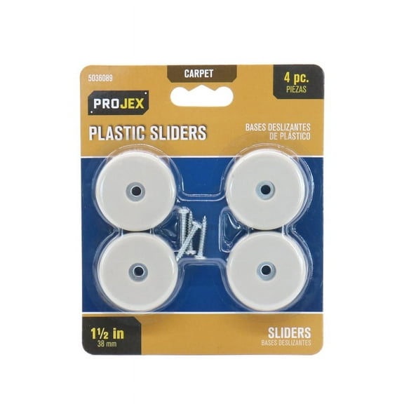 1 Pc, Projex White 1-1/2 In. Screw-On Plastic Chair Glide 4 Pk