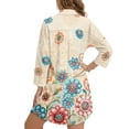 thumbnail image 2 of Xoenoiee Boho Mandala Flower Print Womens Bathing Suit Cover Ups Long Sleeve Bikini Swimsuit Coverup Button Down Beach Dress Shirt with Chest Pocket, M, 2 of 7