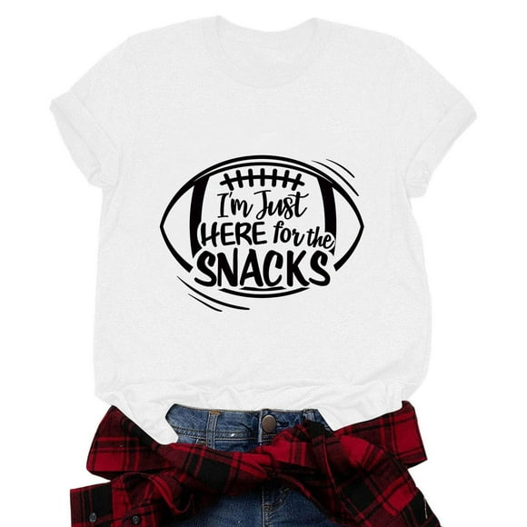 Womens Shirt Women's Plain T Shirt Women's Rugby Printed Round Neck Short Sleeved T Shirt Adult Female Clothes White Size XL