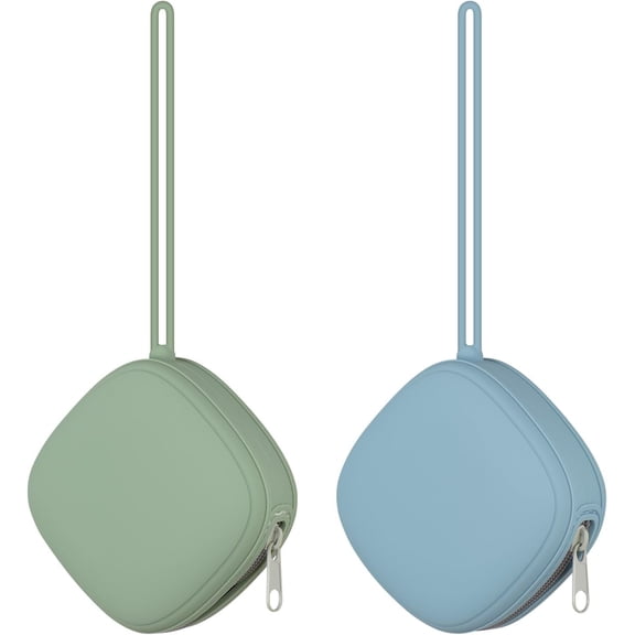 2 Pack Silicone Pacifier Holder Case, Portable Pacifier Case For Diaper Bag, BPA Free Newborn Baby Pacifiers Silicone Pouch For Boys & Girls