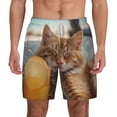 thumbnail image 3 of Uemuo Relaxing Cat With Orange Juice Pattern Mens Swim Trunks Quick Dry Board Shorts with Mesh Lining, Stretch Beach Shorts Quick Dry No-Chafing Board Shorts-Medium, 3 of 9